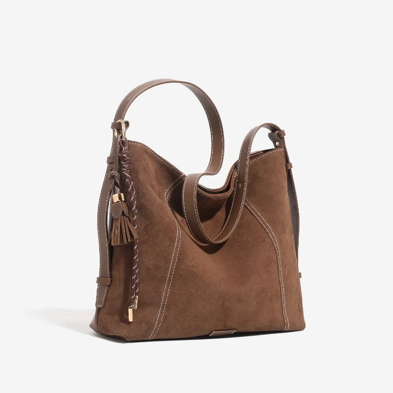 

Women's Frosted Leather Tote Bag Large Capacity Soft Suede Female Work Handbags Lady Minimalist Underarm Hobo Shoulder Bag