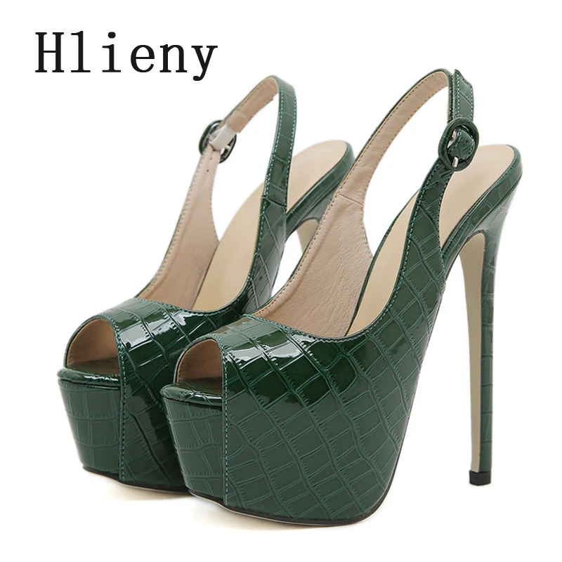 Hlieny Size 35-42 Sexy Peep Toe Extreme Thin High Heels Women Pumps Fashion Back Buckle Strap Sandals Pole Dancing Shoes