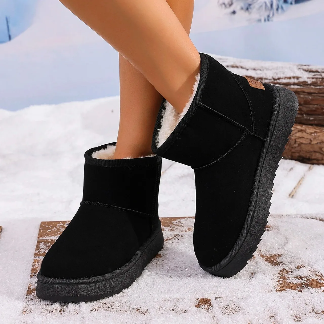 Bottes de neige courtes marron pour femmes, chaussures à plateforme, taille de poussée, bottes de rinçage, imperméables et chaudes, nouvelle mode, hiver