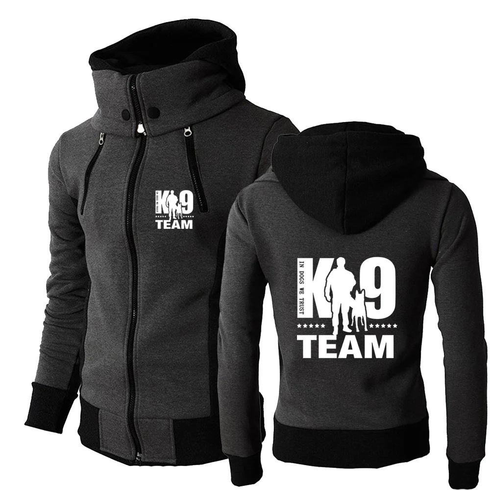 

TRAINER K9 Team K9 Unit Malinois Men New Style Brand Spring Autumn Zipper Hoodie Print Three-color Causal Comfortable Coat