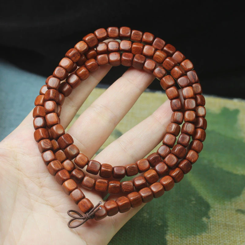 

Red Bead 6mm, Meditation Beads, Craft Ornament, Simple Sandalwood Square Bracelet