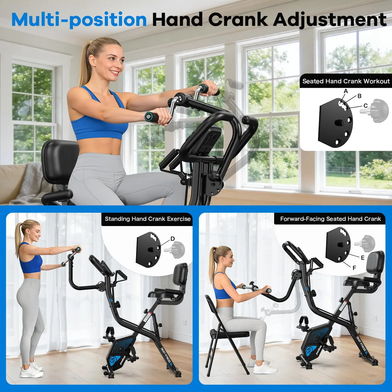 Folding Magnetic X‑Bike, Upright Exercise Bike for Home Gym