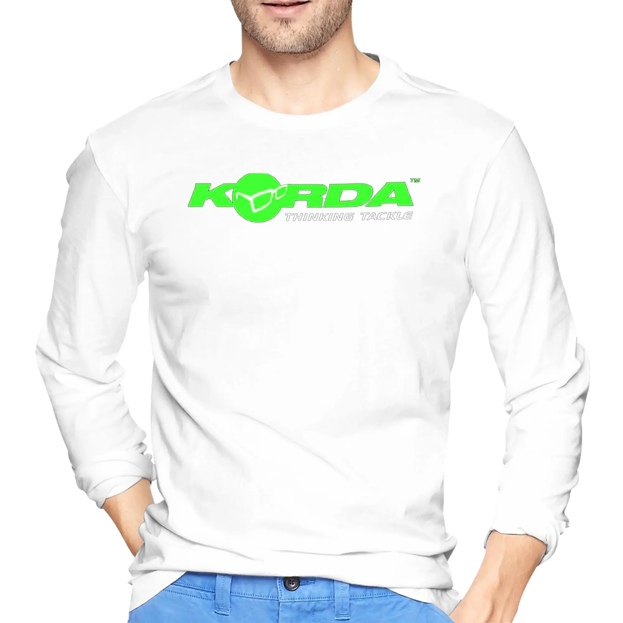 

Korda Fishing Logo Men's Long Sleeved T-shirt Breathable Round Neck T shirts Spring and Autumn Men tops