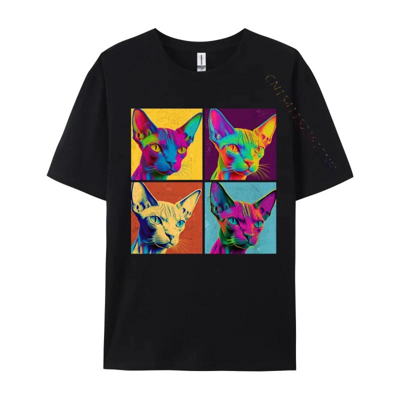 

Sphynx Cat Art Design Illustration Colorful Animal New Coming Man Top T-shirts Printed On Tops Shirt Cotton Print Tops Tees