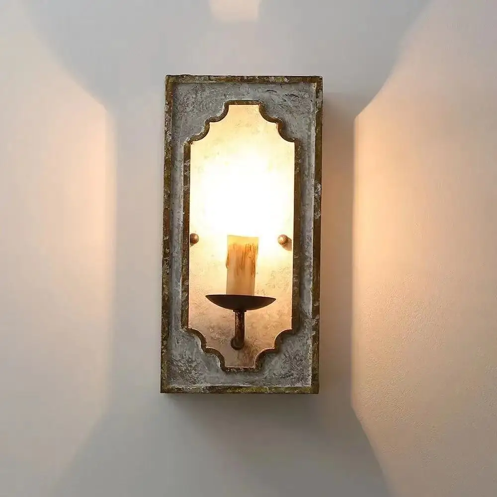 Factory Direct 2026 American country wood wall lamp French retro old living room dining room bedroom corridor bedroom lamps ener