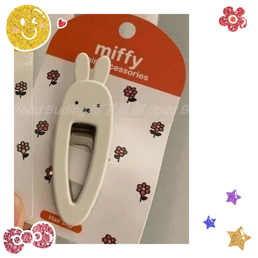 Pinza para el pelo de conejo Miffy para niña, horquilla creativa de acrílico Kawaii con un Clip, accesorios para el cabello para niños