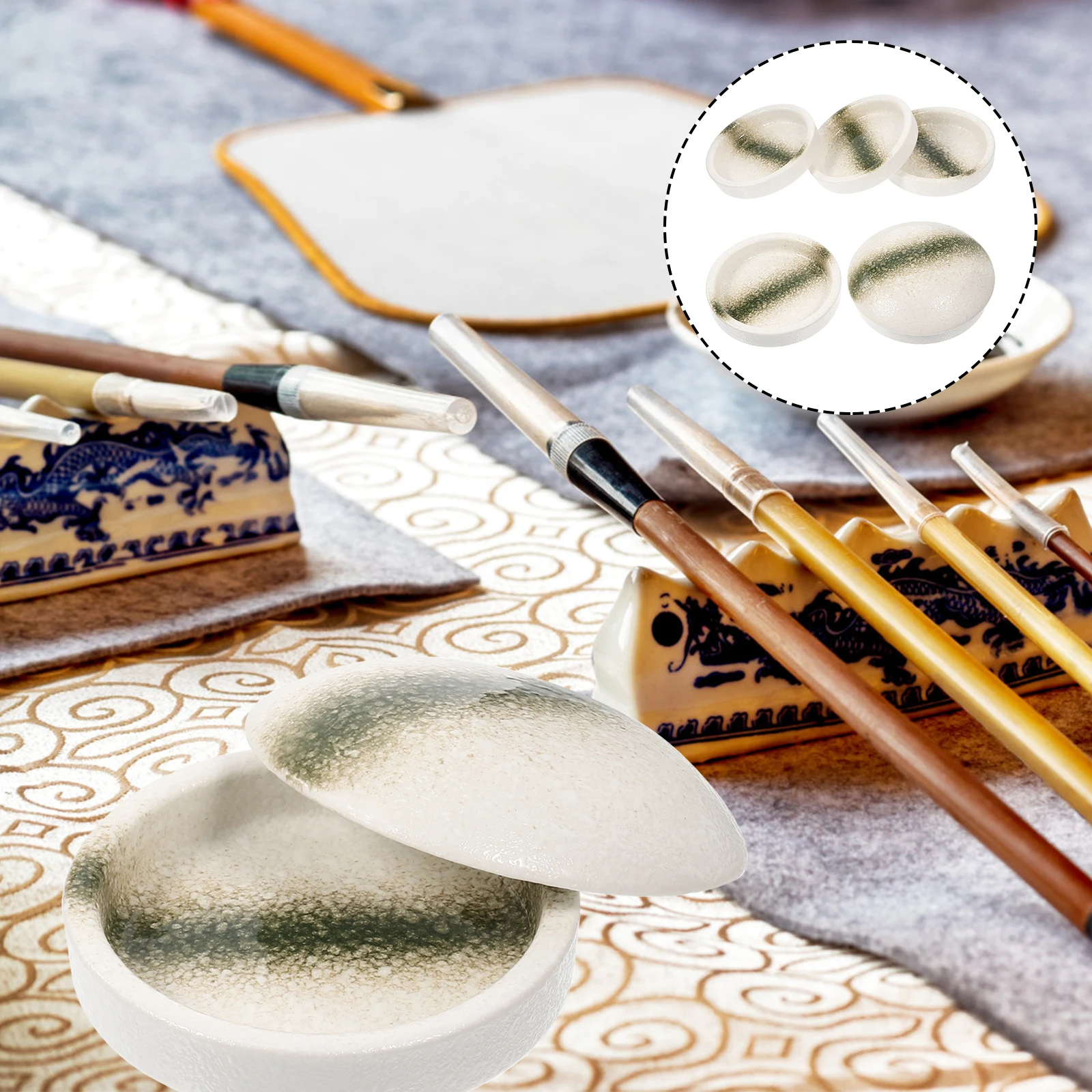 

1Set Ceramic Paint Palettes Multi-Functional Watercolor Mixing Trays Space-Saving Pigment Mixers Ideal for Artists Students