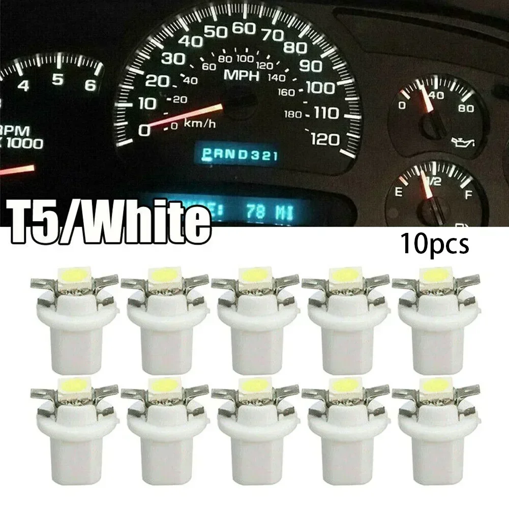 10PCS Car LED Bulbs T5 B8.5D 5050 DC 12V 6000K White Car LED Dashboard Dash Lamp Instrument Light Bulbs Shifter Light