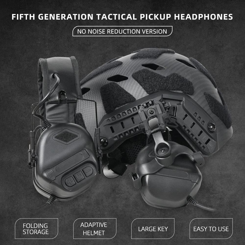 BOOIU ยุทธวิธีการถ่ายภาพอิเล็กทรอนิกส์ชุดหูฟัง 3.5 มม.เชื่อมต่อโทรศัพท์หูฟังแบบพับได้ป้องกันหมวกนิรภัย Earmuff