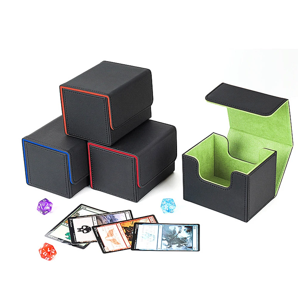 PU Card Horizontal Storage Box Capacity Multi-color Stacking Flip Magnetic Card Box Game King Pokemon PTCG Planet Card gift