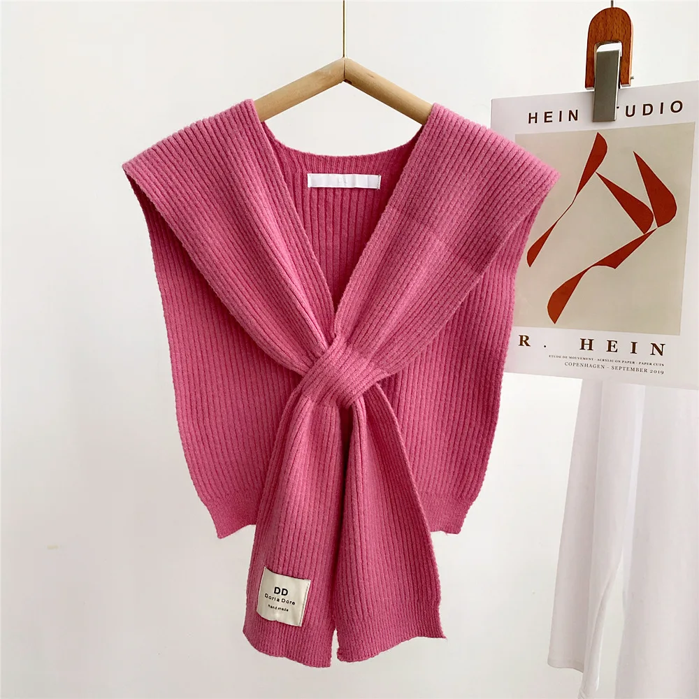 Solid Color Knitted Shawl Scarf Women Autumn And Winter Capes With Shirts Fashion Winter Clothes Women Decorative Scarves