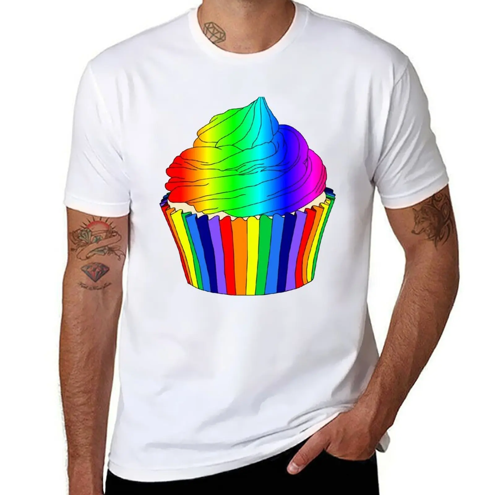 

Bright Rainbow Ombre Cupcake T-Shirt black cotton t-shirt plain for man package printed t shirts for man T-Shirt
