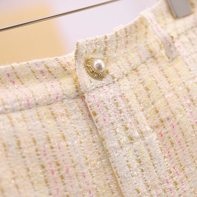 Pantaloni a gamba larga a vita alta Faionable Tweed Abbigliamento autunnale da donna 2025 Nuovi pantaloni Sle ort Pendolarismo Sle Jeans da donna