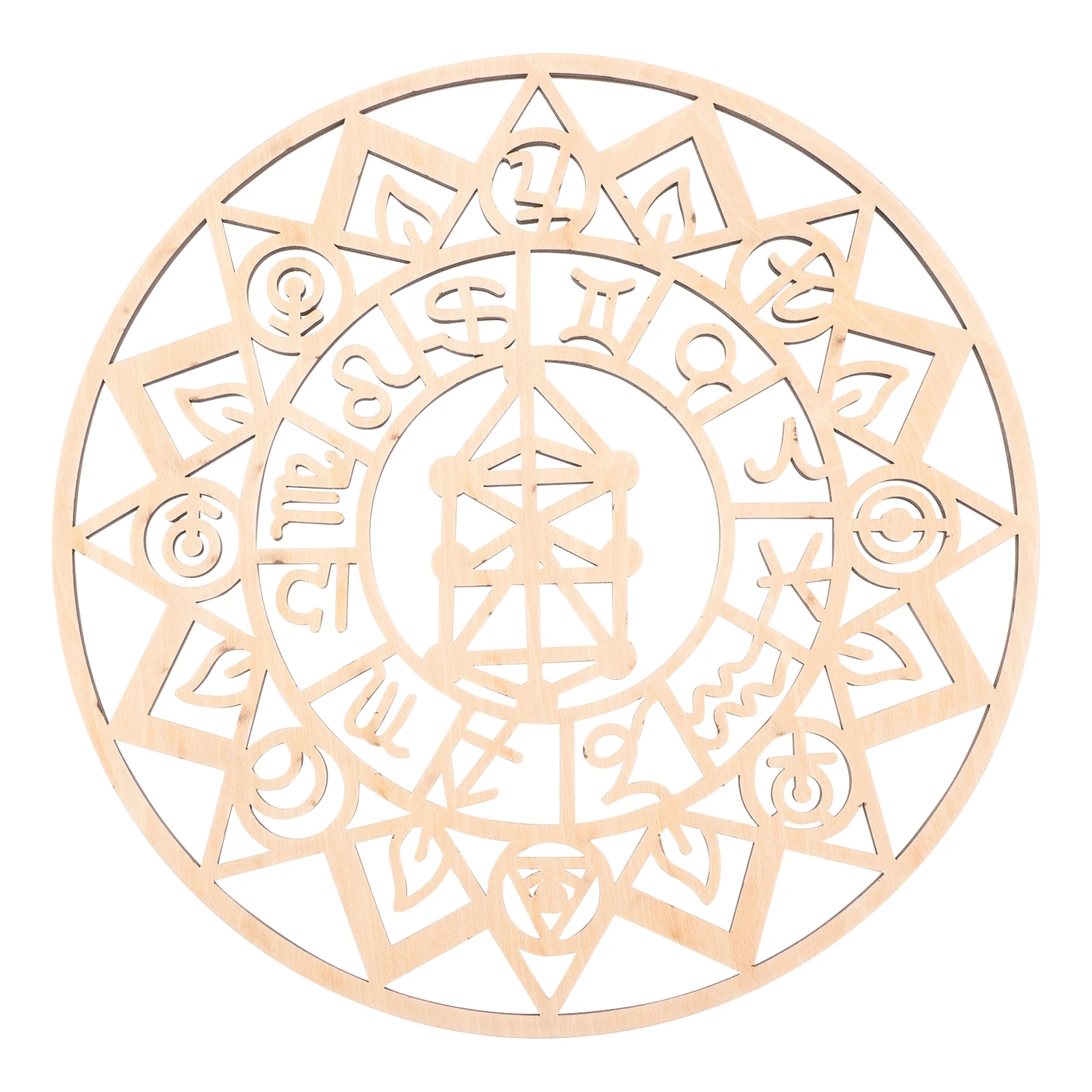 

Wooden Geometric Pendant Natural Material Smooth Edges Meditation Wall Adornment Decor Hanging Craft Vintage nament