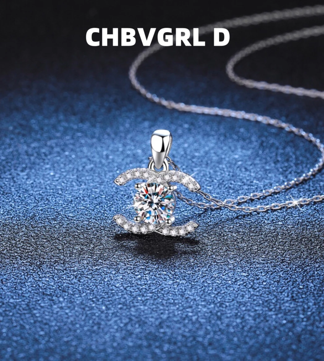 

[Elegant] Women's S925 sterling Silver Necklace Earrings, Moissanite, Luxurious Design, High-end Feeling, 1 Carat D Color