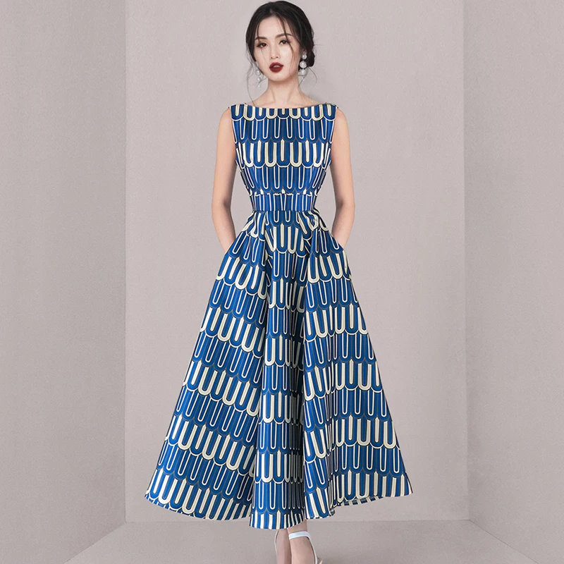 Korea Designer Fashion Flower Print Vintage Elegant A Line Party Dresses Women Birthday Dinner Dress Goblincore Runway Elbise