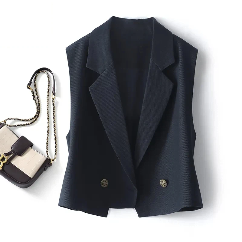 

Двубортный жилет, женский жилет, весенне-осенний новый короткий жилет