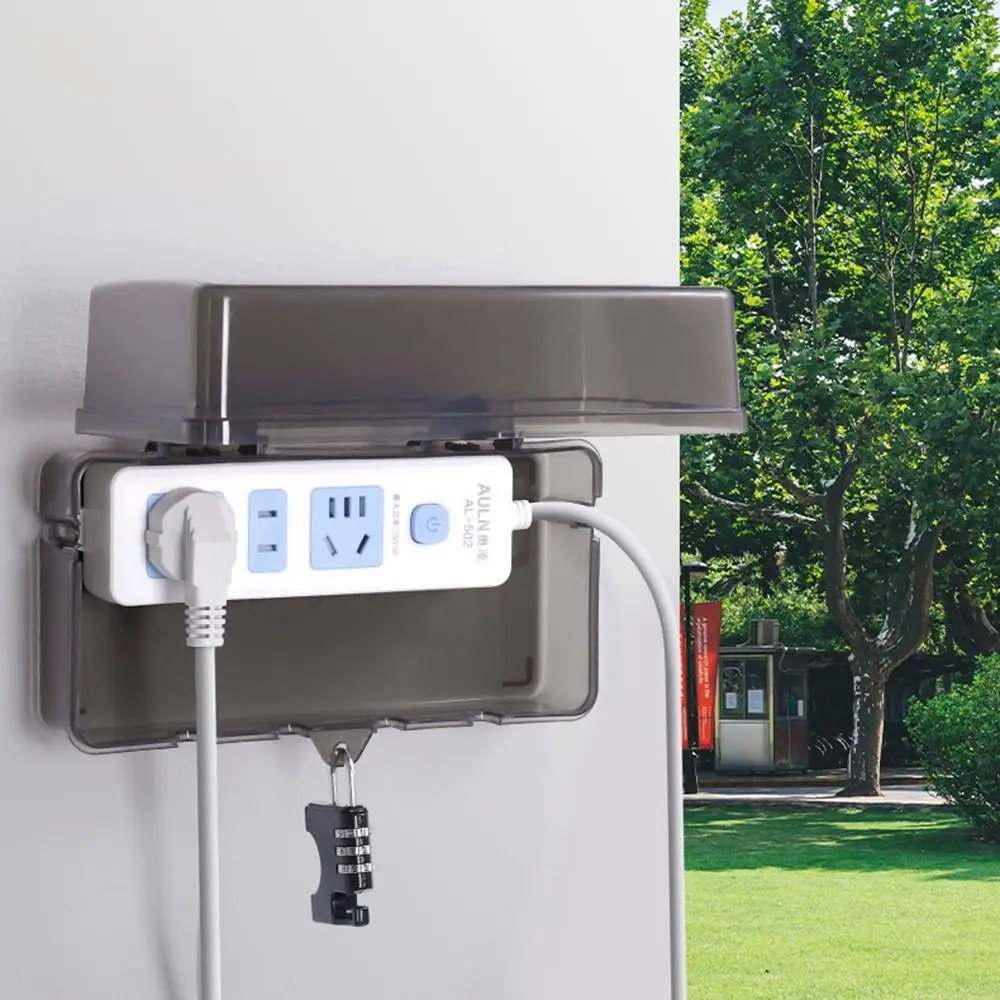 Anti-theft Plug Box Waterproof Plastic Cable Management Box Weatherproof Protect Outlet Power Strip Storage Box Outdoor