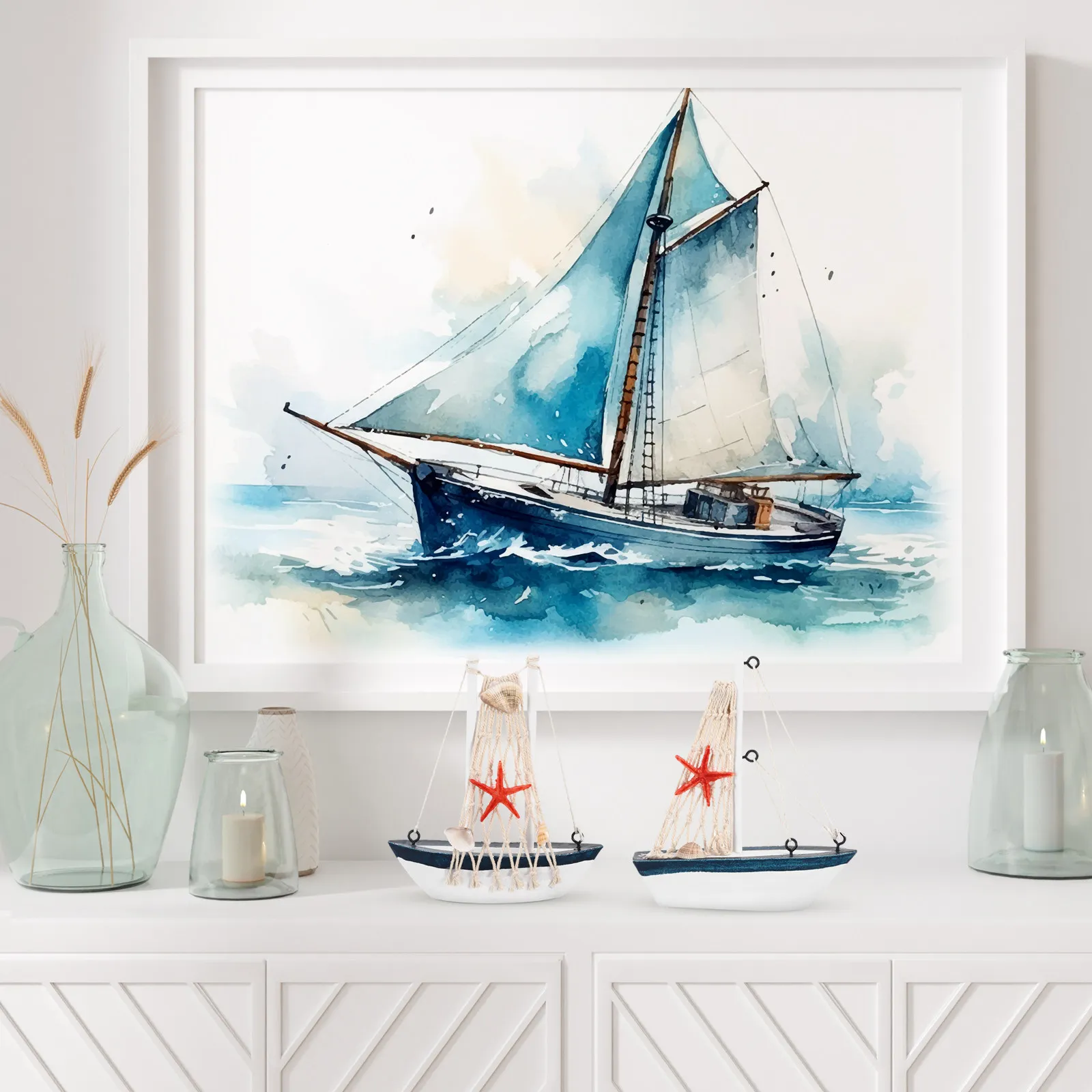 

Набор из 6 деревянных декоративных парусников в средиземноморском стиле для украшения рабочего стола, дома, комнаты, кабинета, офиса