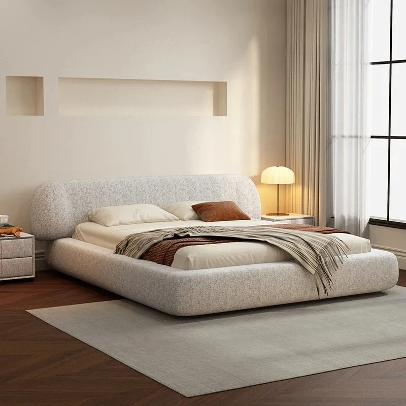 

Современные двуспальные кровати с удобным спальным местом и местом для хранения, кремового цвета, в минималистичном деревянном стиле, мебель Cama Casal