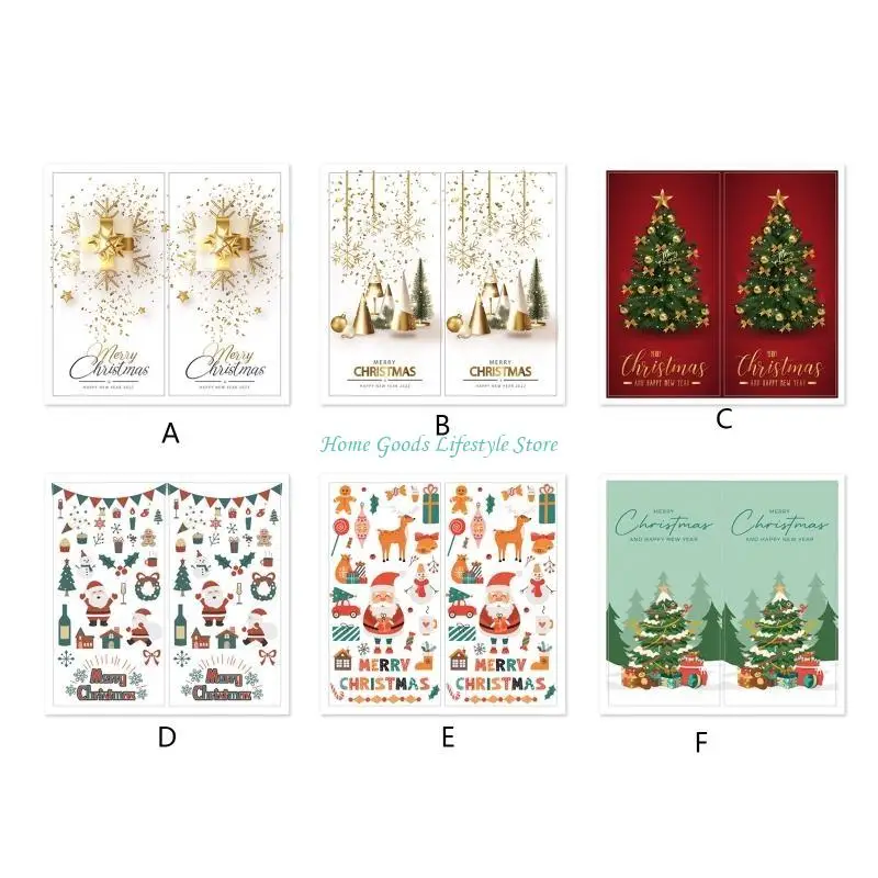 E74E 50Pcs/Pack Rectangular Xmas Wrapping Labels Gift Box Sealing Stickers Tabs Set