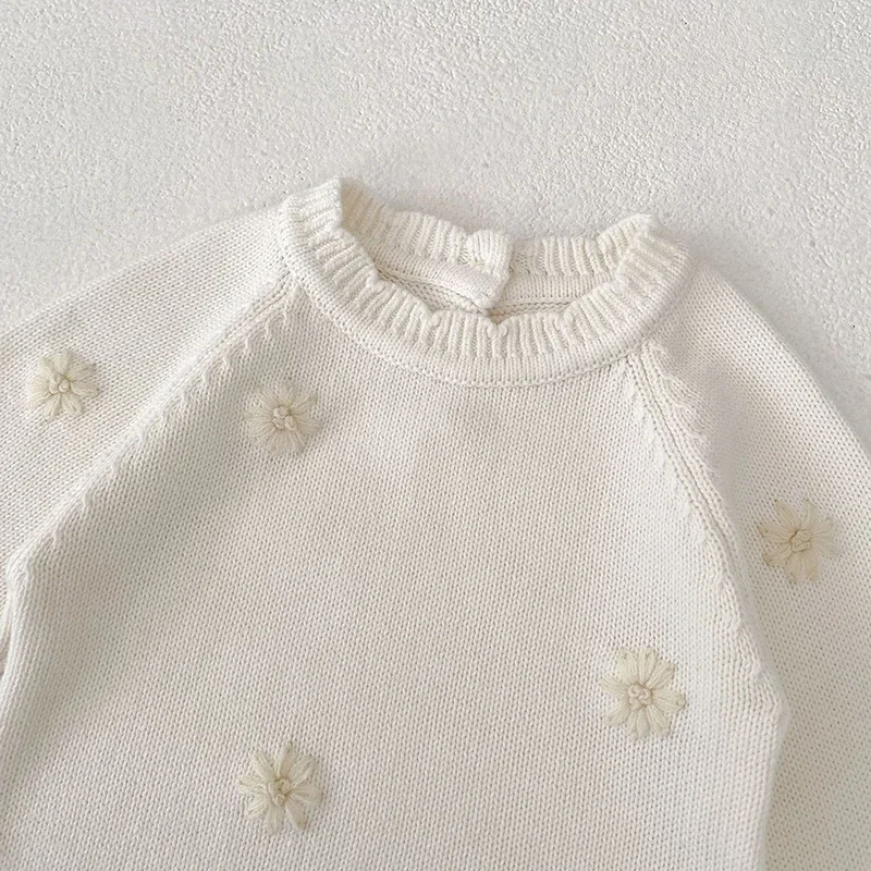 جديد خريف 2025 0-24 متر ملابس أطفال محبوكة لحديثي الولادة بأكمام طويلة مطرزة للأطفال الرضع البنات ملابس أطفال محبوكة #5