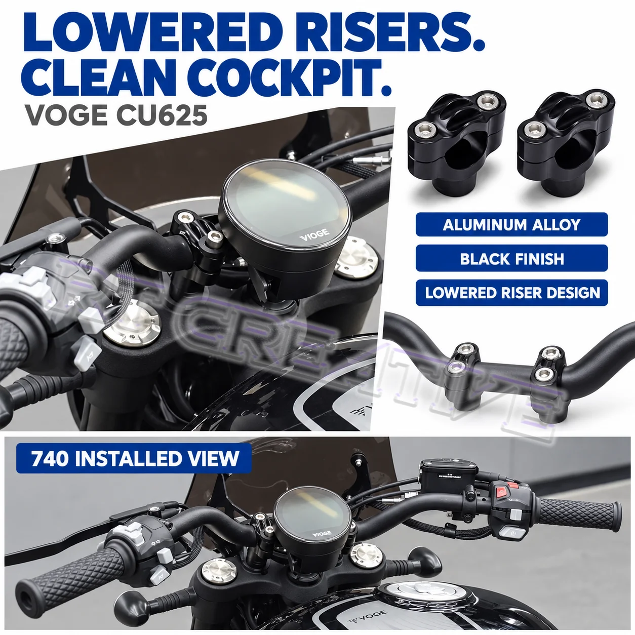 Motorcycle Small Swallow Lowered Handlebars Direct Mount For VOGE CU625 625CU