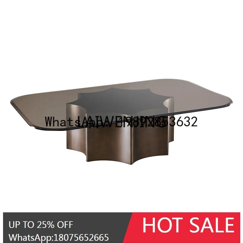 LYY Italian light luxury coffee table tempered glass square coffee table living room simple and modern