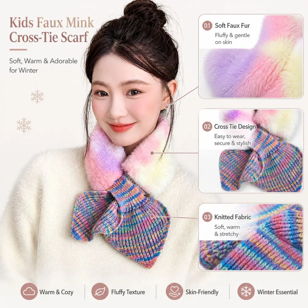 New Faux Fur Faux Fur Scarf Knitted Fabric Cross Tie Cross Tie Scarf Slip-On Closure Soft Texture Neck Warmer Winter Wear