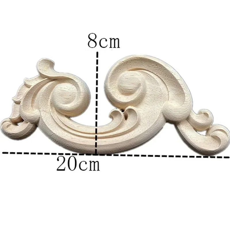 20cm Woodcarving Decal Wood Carved Wooden Crafts Corner Appliques Frame Wall Door Bedroom Furniture Decorative Accessories