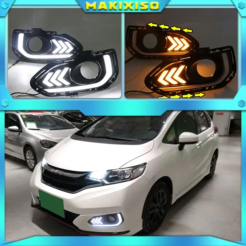 2Pcs DRL For Honda Jazz Fit 2018-2020 Daytime Running Lights fog lamp cover headlight 12V Daylight car-styling