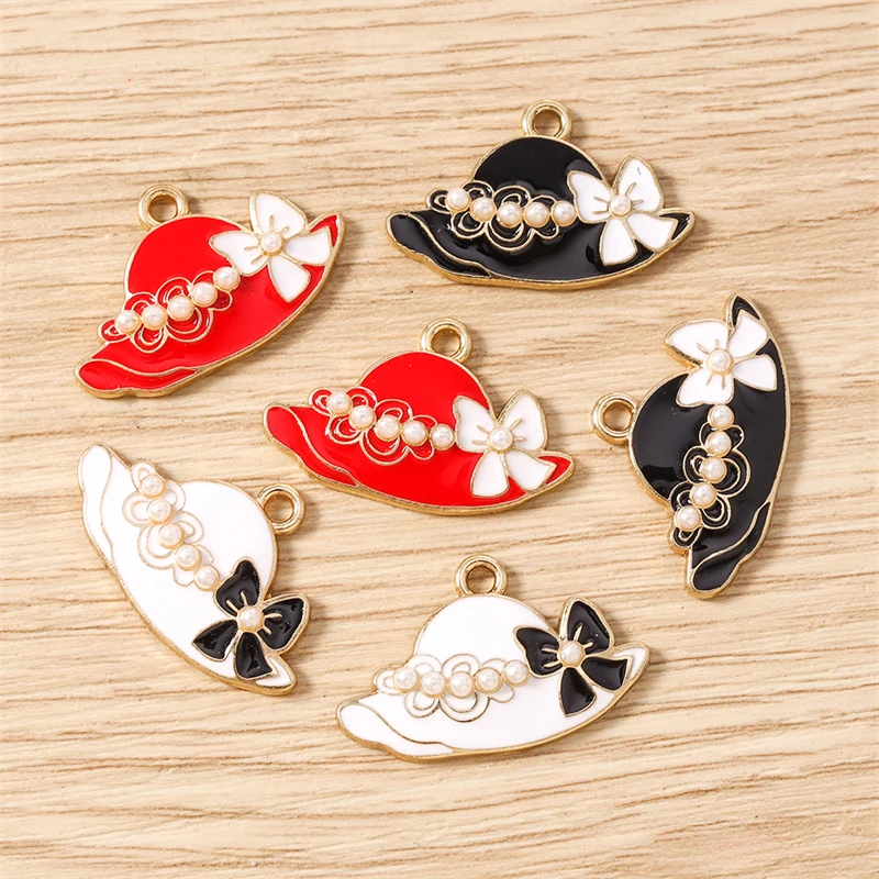 10 قطعة 26x16 مللي متر لطيف المينا السيدات قبعة Charms المعلقات لصنع المجوهرات انخفاض الأقراط القلائد أساور اكسسوارات DIY بها بنفسك الهدايا #4