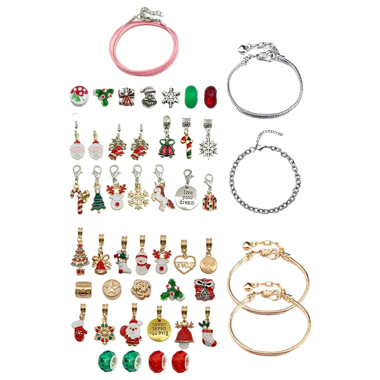 24 Day Christmas Bracelet Advent Calendar DIY Jewelry Making Kit for Women Ornament Gift Idea