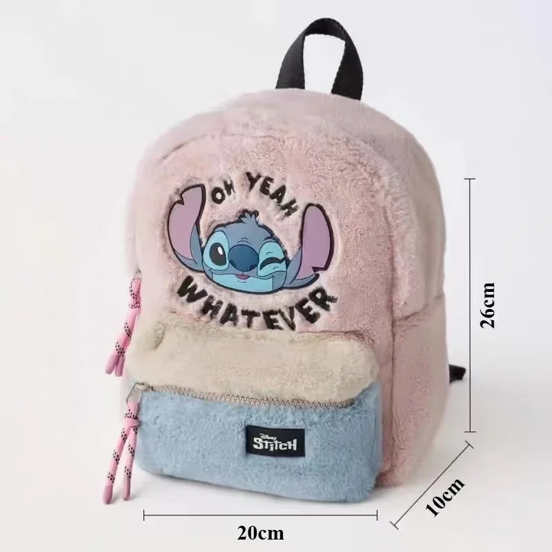 Disney New Cartoon Stitch Plush Children'S School Bag Kindergarten Cute Fashion Color Blocking Backpack Girl'S Birthday Gift