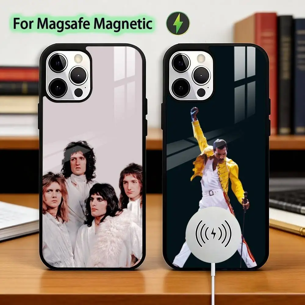 

Freddie Mercury Queen Phone Case For iPhone17,16,15,14,13,12,11 Plus,Pro Magnetic with Magsafe Wireless Charging