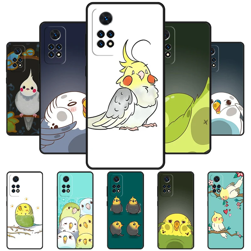 Chubby Cockatiels Parrotlets Phone Case For Redmi Note 11 EPro 11S 10 10T 9S Promax 8 Pro Xiaomi Mi 10 11 12X 12S Ultra Cover