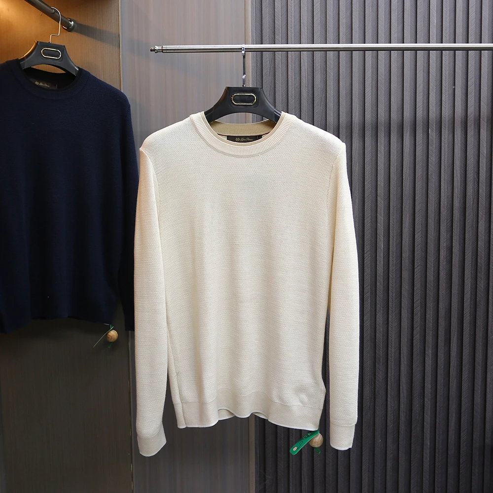 

Мужской вязаный шерстяной свитер Ele Italian Style с длинным рукавом и круглым вырезом, универсальный базовый слой из смесовой шерсти для повседневной носки