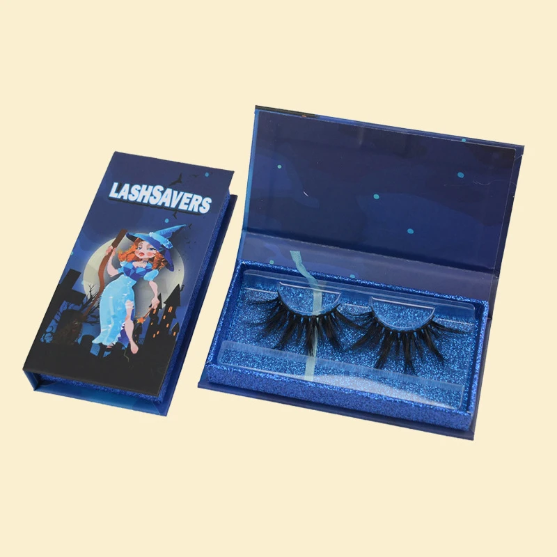 1 stücke Falsche Wimpern Lagerung Halloween Box Geschenk Box Magnet Box Verpackung Unterstützt Individuelles Logo Dicken Falsche Wimpern Werkzeuge