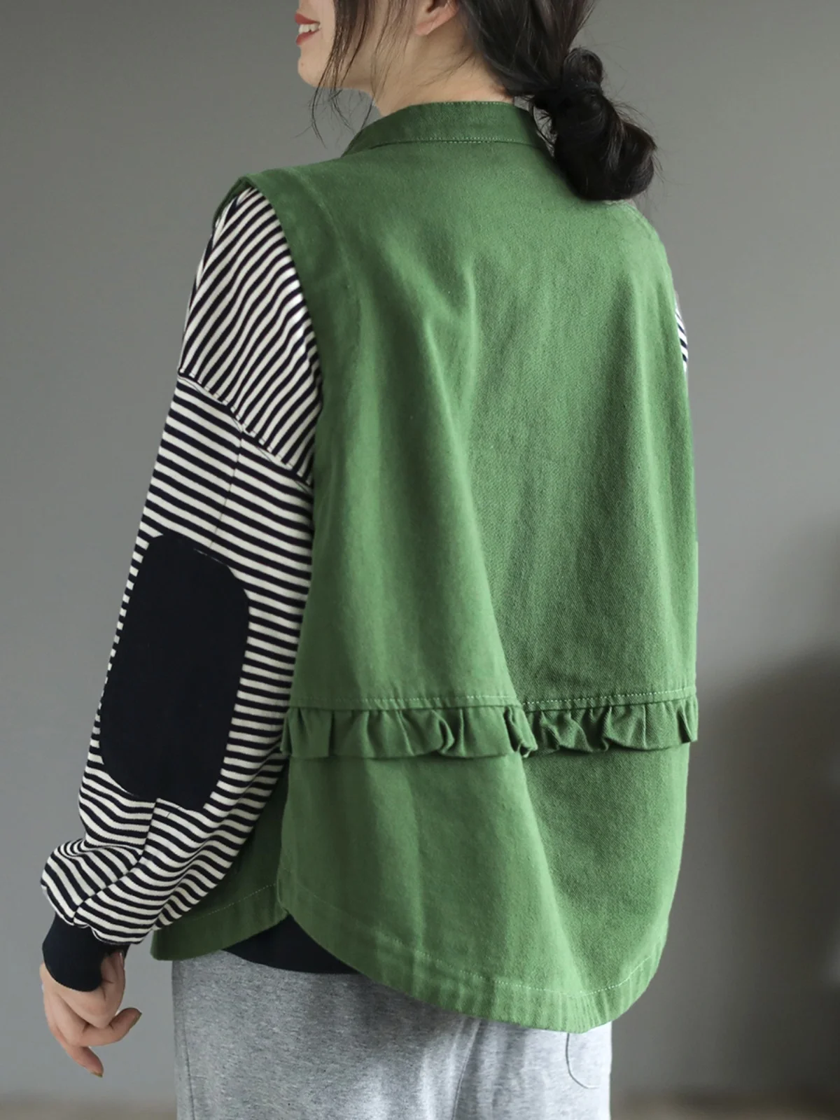 

Японская рабочая одежда в стиле ретро, жилет, верхняя одежда, женская весенне-осенняя дизайнерская многослойная накладка на плечо Faio...