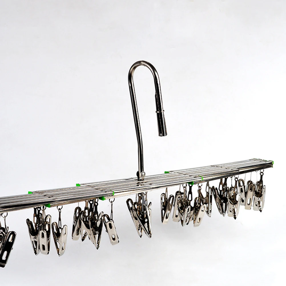 

Corrosion Resistant 35 Clips Stainless Steel Drying Rack Laundry Hanger for Clothes Socks Towels Underwear