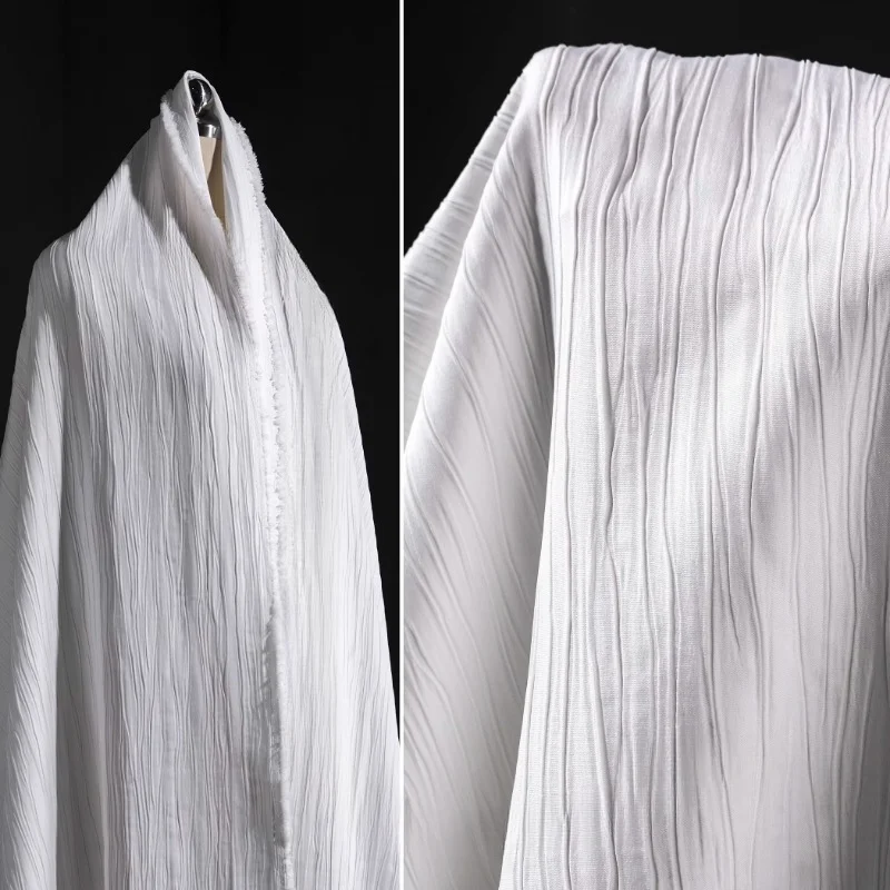 White Irregular Lines  Pleated Texture  Three-dimensional Reconstruction  Pleated Suit  Shirt  Skirt  Clothing Design Fabric