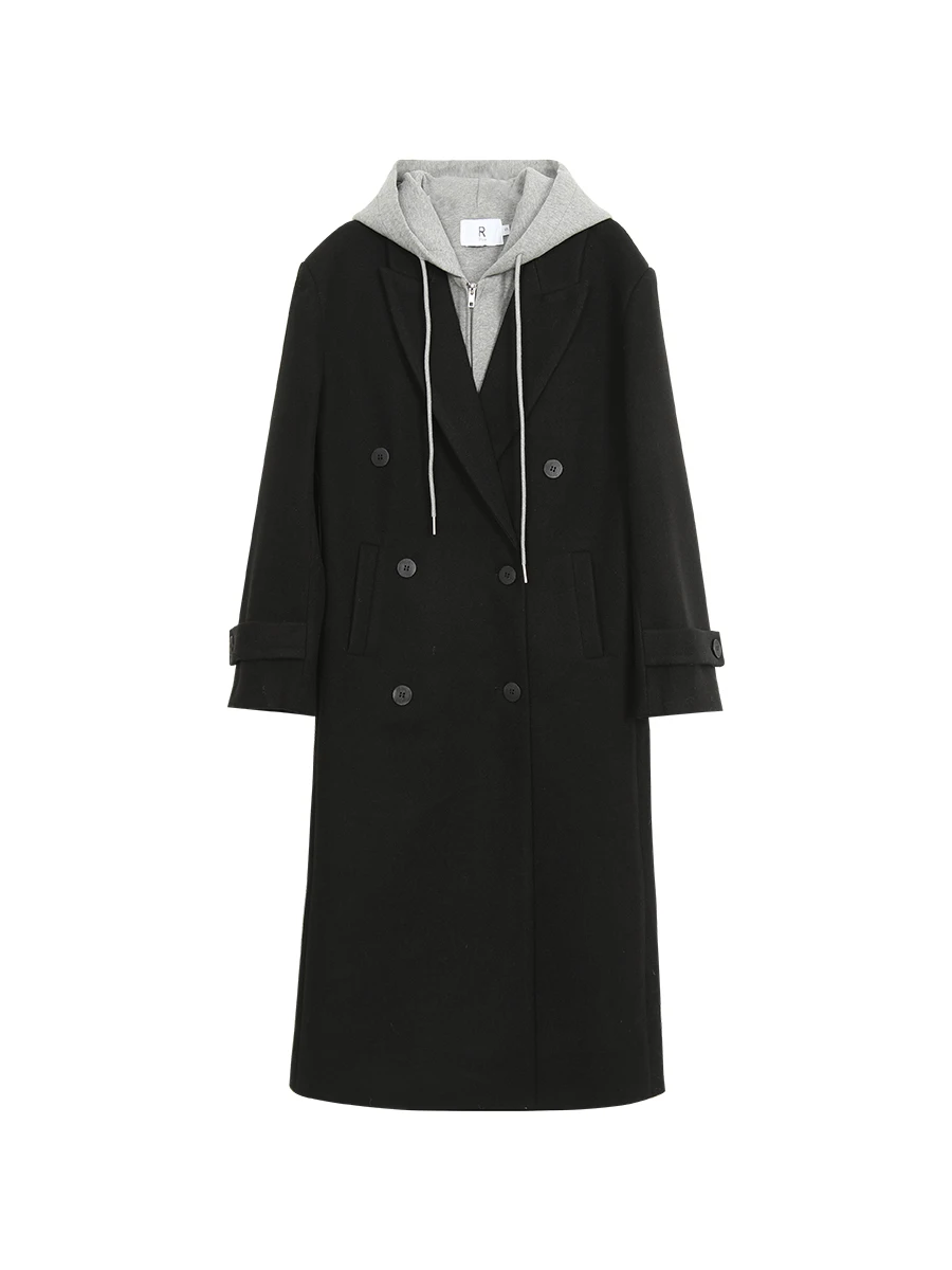 

Red Celebri Studio Woolen Coat Women's Autumn Winter 2025 New High-End Briti Sle Hepburn Sle Fake Two-Piece Suit Jaet