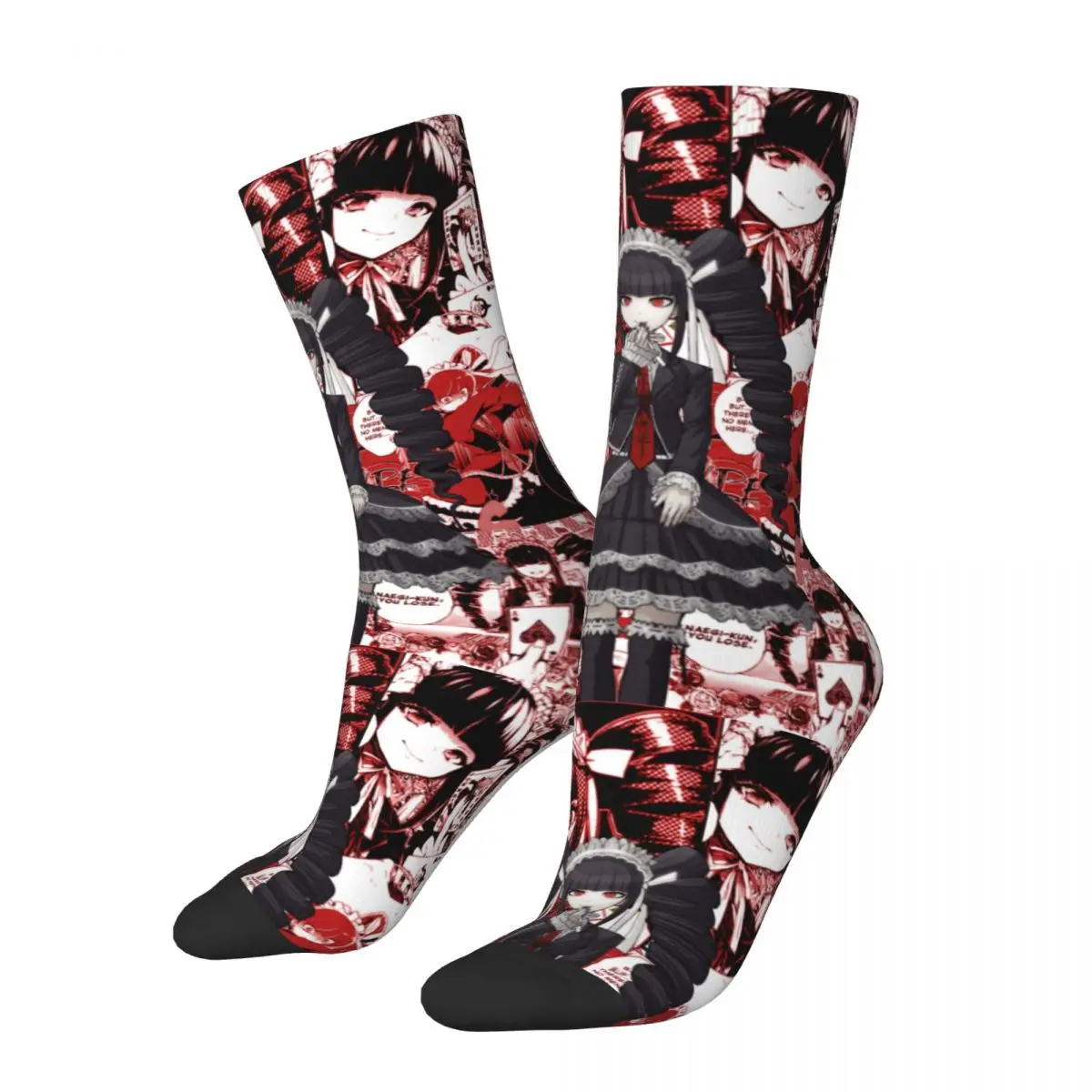 Male Men Socks Celestia Ludenberg Manga Collage Classic T-Shirt Sock Danganronpa Manga Anime Graphic Women Stockings Spring