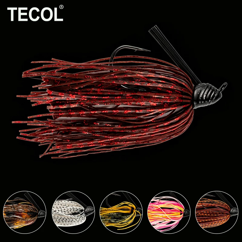 TECOL 10G Rubber Jig Silicone Skirt Flipping Jigbait Weedless Buzzbaits Chatter Bait WobbersFor Bass Pike Catfish Freshwater