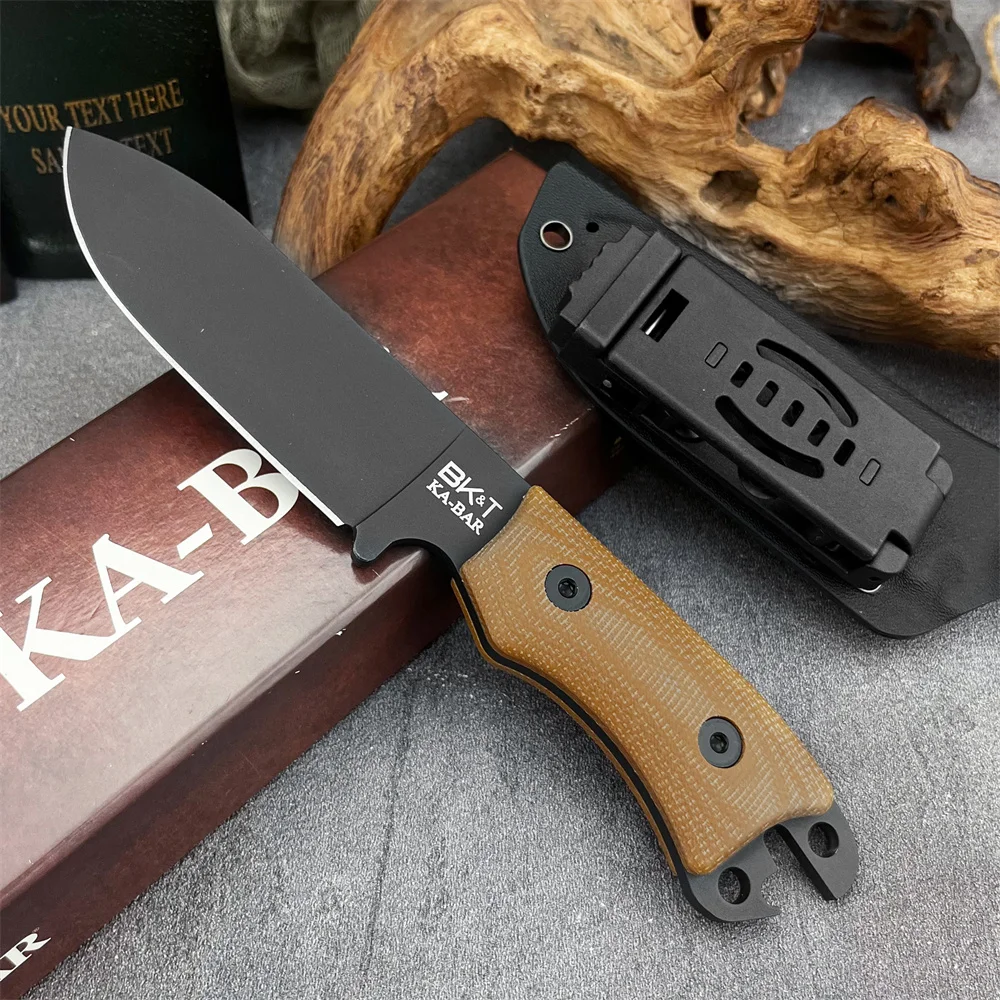 

KA-BAR BK11 Fixed Blade Knife 8Cr13Mov Blade Linen Handle Outdoor Survival Hunting Emergency Rescue Multifunction Knife