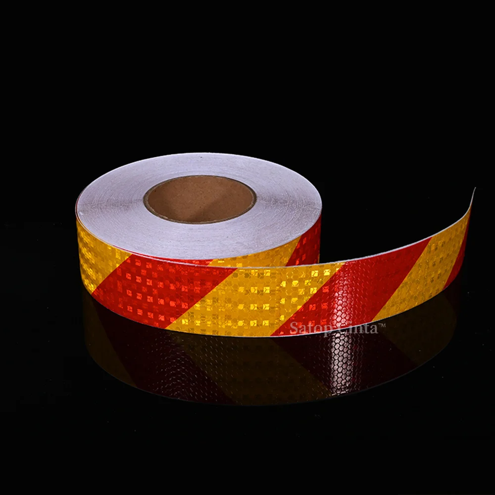 Reflecterende Tape Zelfklevende 2inchx33ft Geel-Zwart Geel-Rode Keper Waterdichte Reflector Veiligheidstape Voor Markering Gebied Voertuig