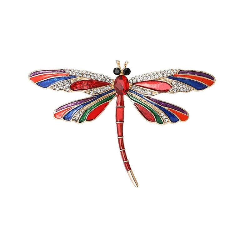 Elegant Dragonflies Crystal Brooch Pin Rhinestones Animal Lapel Jewelry Fashion Accessory for Women's Clothing and Bags