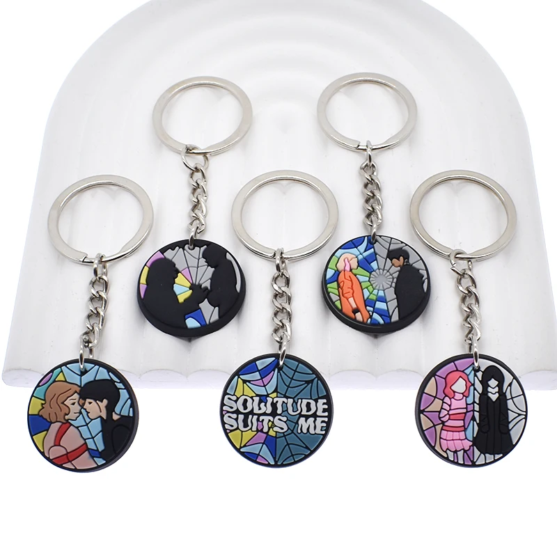 1pcs Wednesday Keychain Adams Cartoon Pendant Keyring Cartoon Key Accessories Ornaments Keychains Bag Pendant Gift