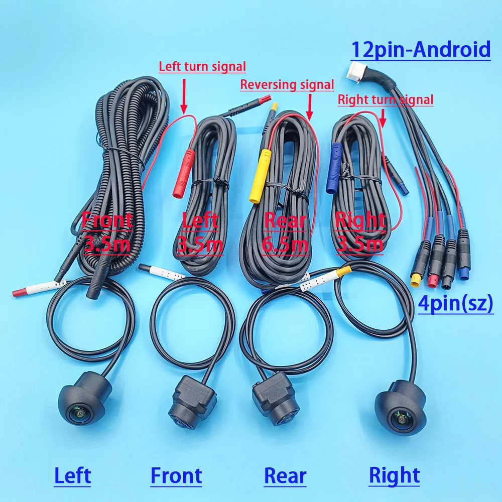 

360 Car Camera 3D AHD1080P AHD720P Panoramic Surround View Right Left Front Rear 4 Cameras for Android Auto and 360APP 4007 6048