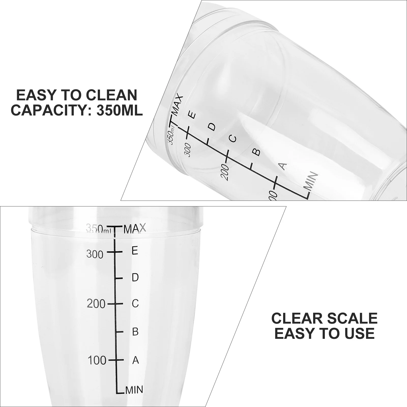 

350Ml Pc Resin Transparent Shaker Bottle Explosion Proof Cold Heat Resistant Clear Scale Anti Leakage Mixer Cup For Home Bar Use